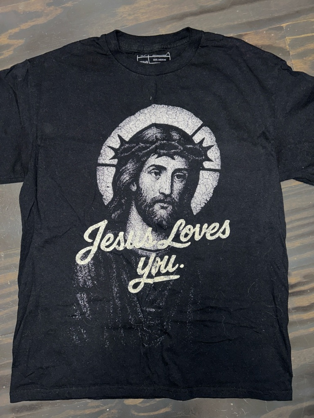 Mens Black 'Jesus Loves You' Graphic Tee